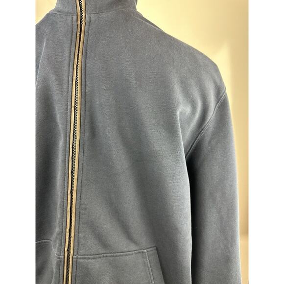 Ermenegildo Zegna Full Zip Up Suede Trim Sweatshirt Navy Sweater Jacket Men's XL - Picture 5 of 16